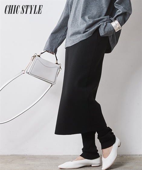 ロングスカート レギンス付ニットタイトスカート 大きいサイズ有 シックスタイル