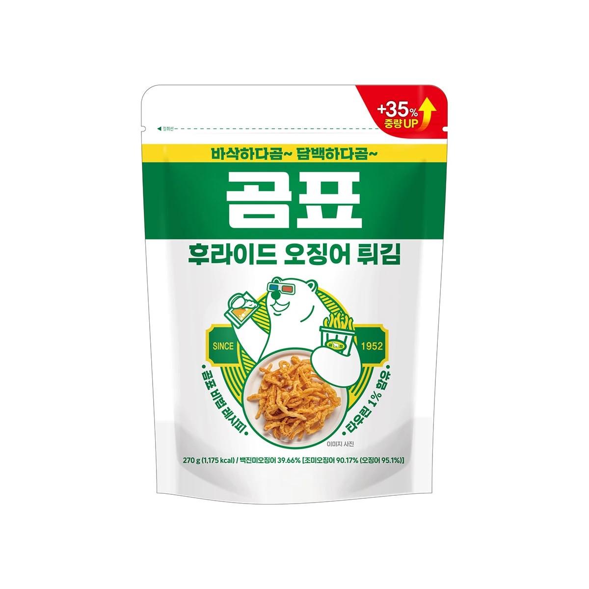 韓国-K MEAL-熊印 フライド イカ 270g おつまみ おやつ おいしい キャンプ 家庭