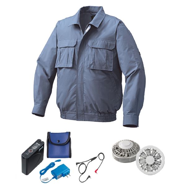 KU91900 空調服 綿薄手 脇下マチ付 FAN2200G/LISUPER1 ライトブルー L