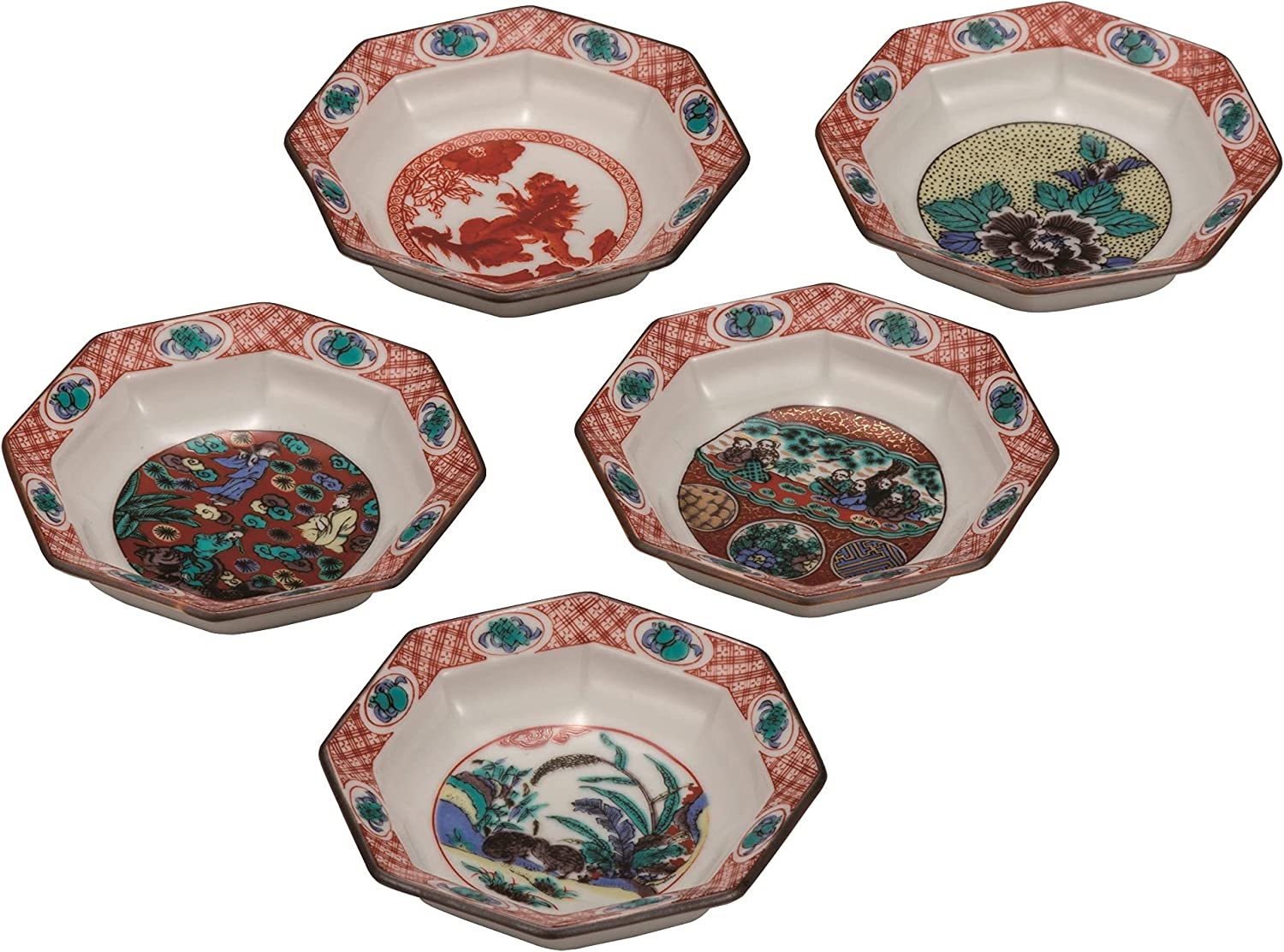 九谷焼　皿揃　(3.2号)　時代絵 K7-42　小皿セット