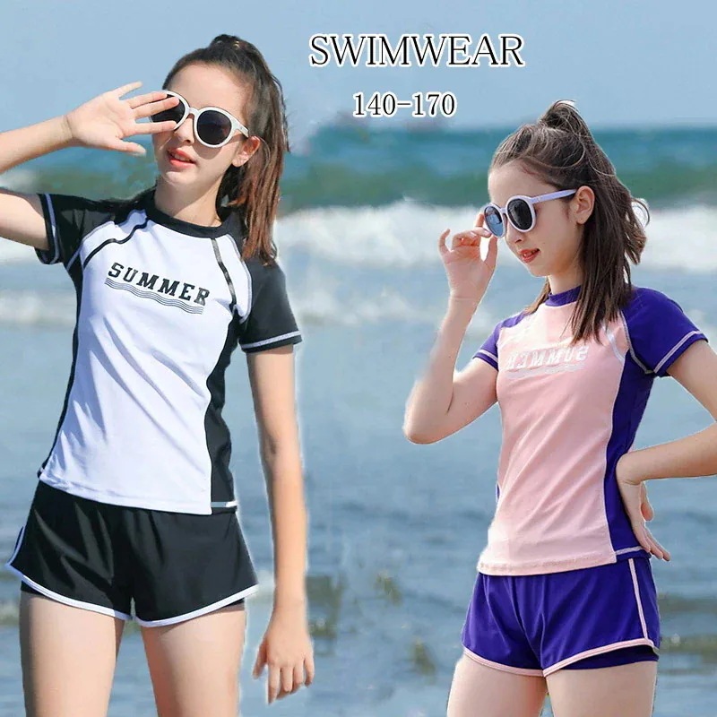 ジュニア レディース水着 2点セット140cm XL キュート パッドあり 女の子 レース 水着 ショートパンツ付き 160cm 【7月の新作特典】キッズ L ハイネック セパレート 子供 150cm 5,538円