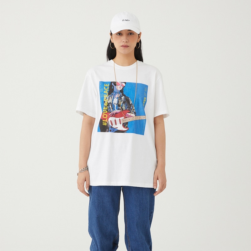 UL:KIN X TREE 13_ARTIST T SHIRT_LOVE AND PEACE_WH
