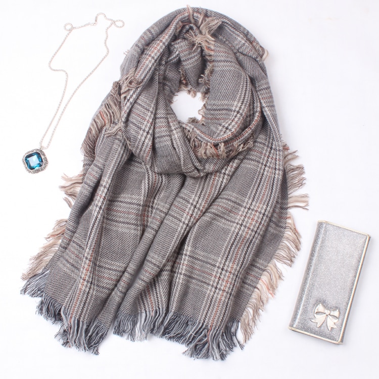 ウールスカーフ女性千鳥格子ショールポップレトロ英国90 * 200 cm y005