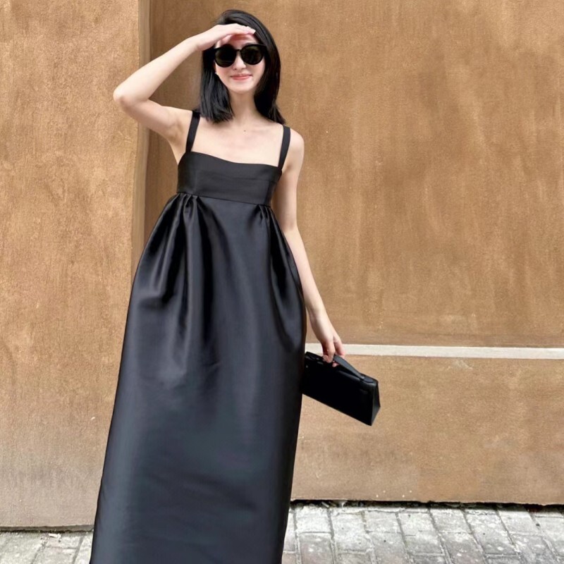 キャミソールワンピース Ａラインロングワンピース ブラックワンピース ロングワンピース ワンピース ドレス レディース サマードレス ブラックコーデ 綺麗 大人上品 パーティー お呼ばれコーデ
