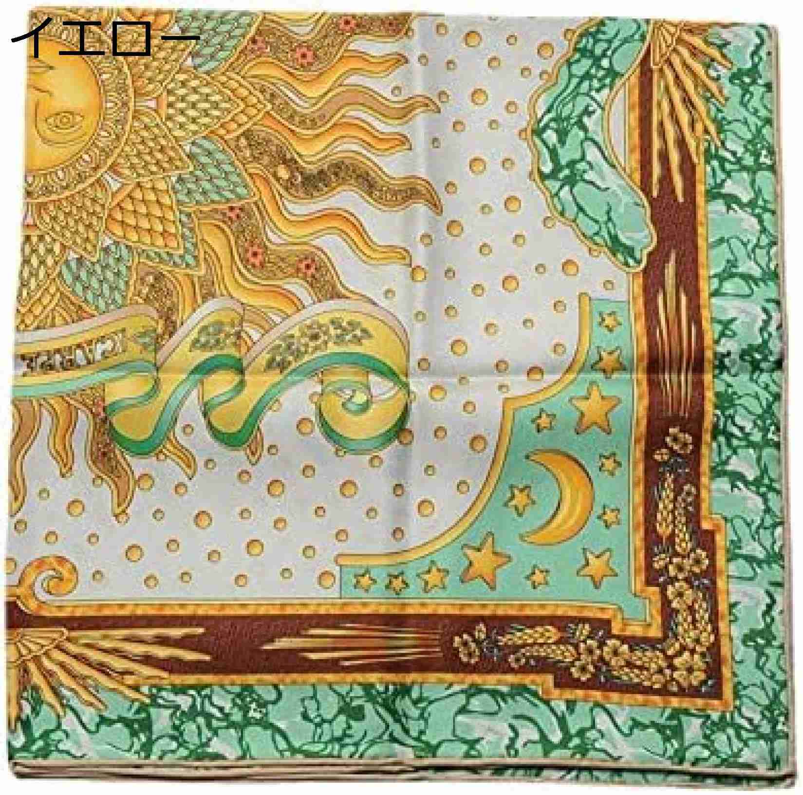 【20%OFFクーポン～】スカーフ 100% ネッカチーフ 正方形 70cm vintage 太陽 緑 おしゃれ カジュアル リボンスカーフ ヘッドバンド 髪飾り バッグ用 小物 通勤 ギフト レディ