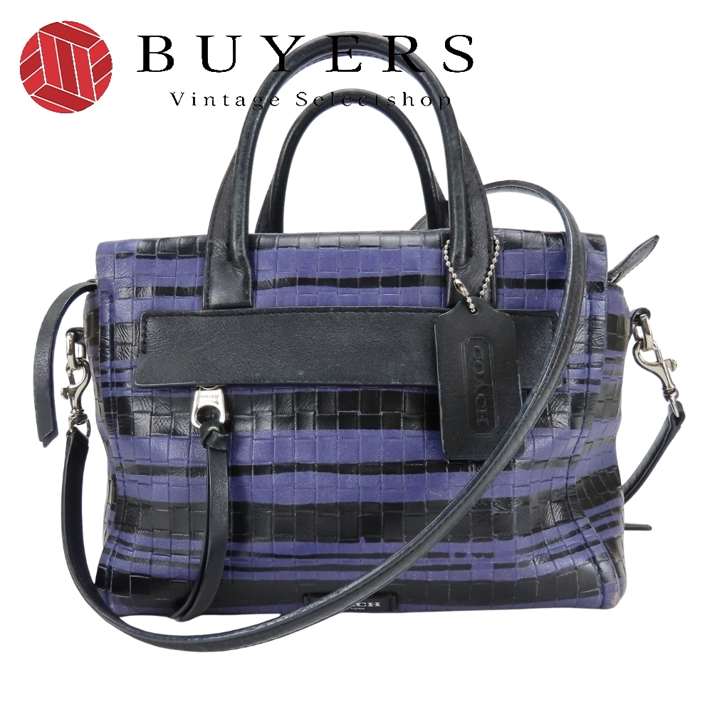 中古 ハンドバッグ 31001 レザー パープル ブラック 2WAY 斜め掛け 普段使い ミニ レディース 女性