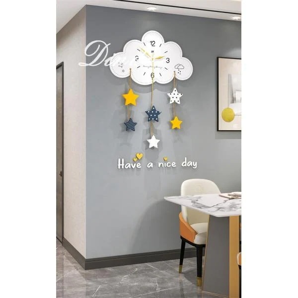 【人気商品】掛け時計 壁掛け時計 48X63CM クロック 星雲柄 デザイン 子供部屋 アクリル 新築祝い ギフト 電池 静音 時計 インテリア 新生活応援