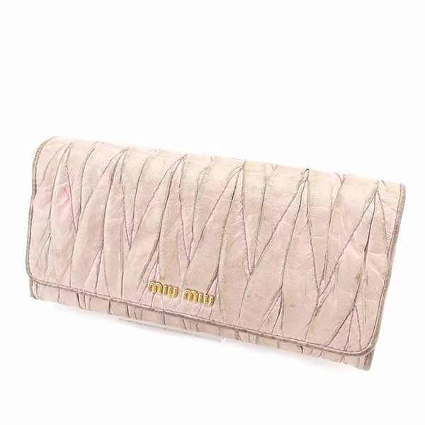 長財布 財布 ファスナー付き長財布 マテラッセ ライトパープル ゴールド 中古その他 バッグ