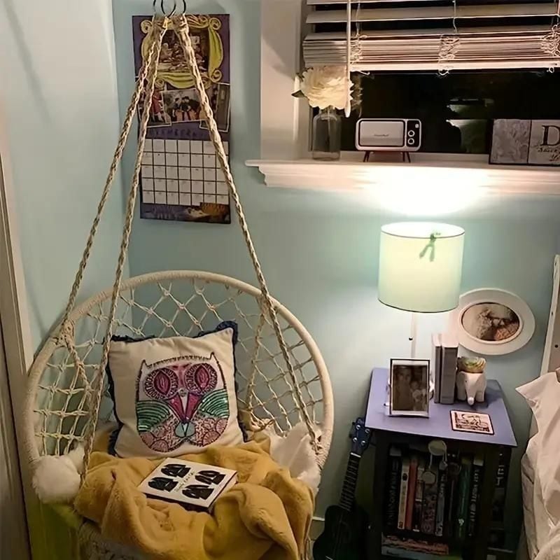 ハンモックチェア ロープチェア ハンモック ハンギング 吊り下げ 椅子 ガーデン アウトドア 室内 ブランコ 折り畳み 子供部屋 お昼寝 おしゃれ 海外リゾート 1人用