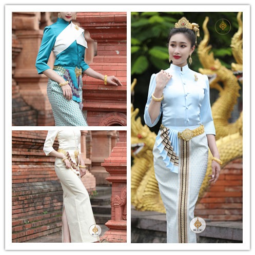 新品　タイ　伝統　衣装　女性　正装 礼服　レディース 　民族　伝統的な　花柄 　上着 　スカート　豪華　刺繍　おしゃれ　 東南アジア民族　シワーライ