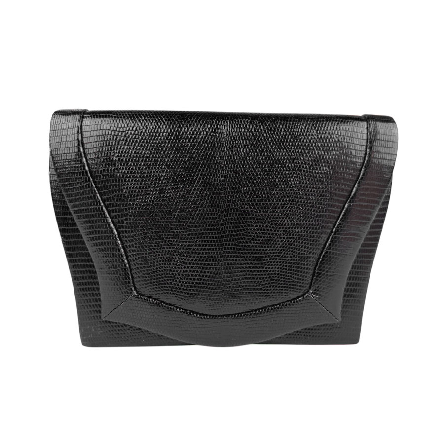 イヴ サンローラン YVES SAINT LAURENT クラッチバッグ 型押しレザー ブラック レディース n1092