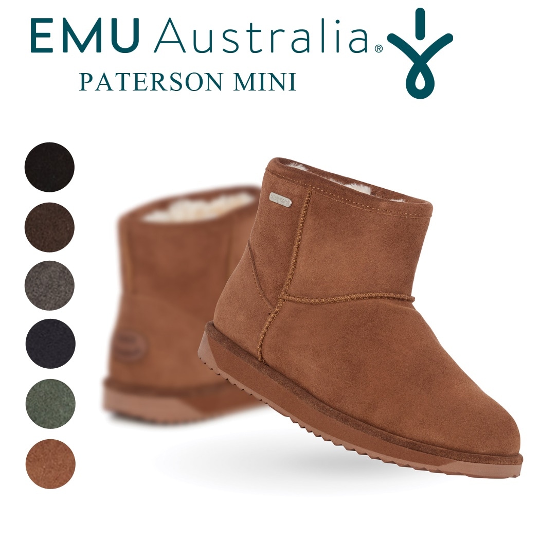 EMU ムートンブーツ パターソン ミニ レディース メンズ 秋冬 ショート シープスキン 天然素材 エミュー ブランド 正規品 ショートブーツ 本革 大きいサイズ ローヒール ぺたんこ 全6色