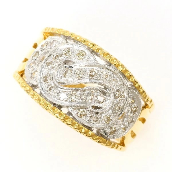 K18 18金 YGWG リング 指輪 13.5号 ダイヤ カード鑑別書 ジュエリー 中古