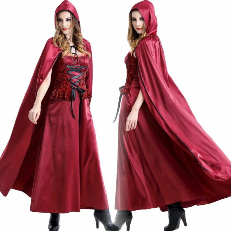 大人用コスプレ衣装 ロング丈ワンピース ハロウィン衣装 ハロウィンコスチューム 女王様 魔女 ウィザード 赤ずきん cosplay 無地 舞台衣装 仮装 舞台劇 イベント 変装 学園祭 舞台衣裳 なり