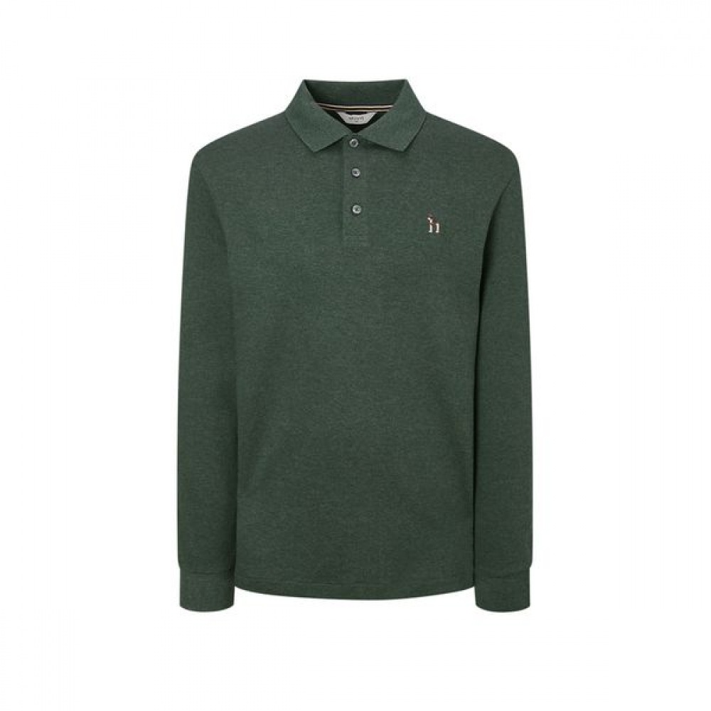 [ヘッジス] 24FW グリーンメランジコットンロングスリーブカラー T シャツ WHTS4D302E2