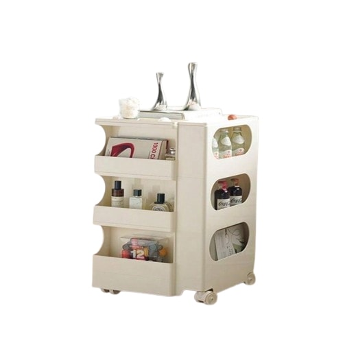 多層収納キャビネット 3層ホイール付きトロリーラックリビングルームダイニングルームキッチンベッドルームバスルームに適した回転可能な多機能収納キャビネット