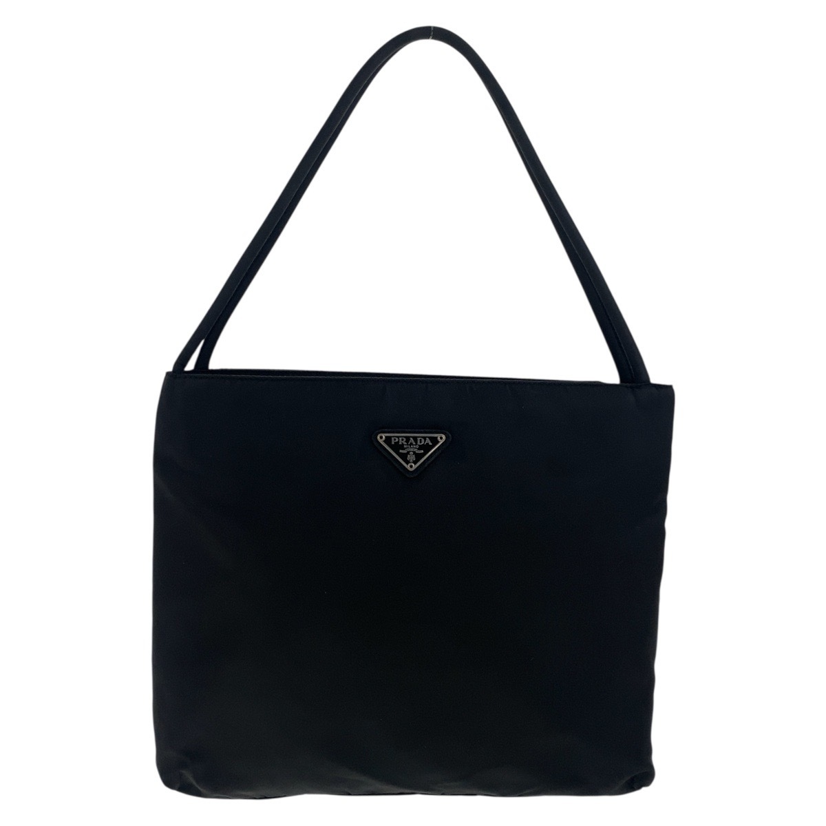 美品 テスート 三角ロゴプレート ブラック 黒 シルバー金具 ナイロン トートバッグ ショルダーバッグ レディース 502976