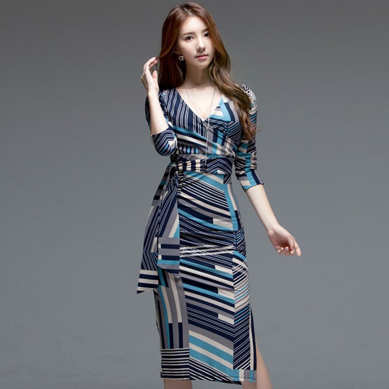 ワンピース レディース ワンピドレス 膝下 ミモレ ミモレ丈 袖あり 7分袖 七分袖 襟なし