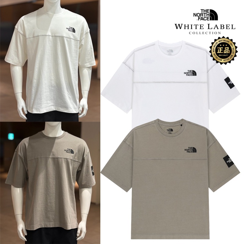 NT7US06 WHITE LABEL STITCH DYEING S/S R/TEE 26SS 韓国限定ライン ピグメントダイ 半袖Tシャツ ルーズフィット コーデ提案 ショートパンツ デニム 帽子