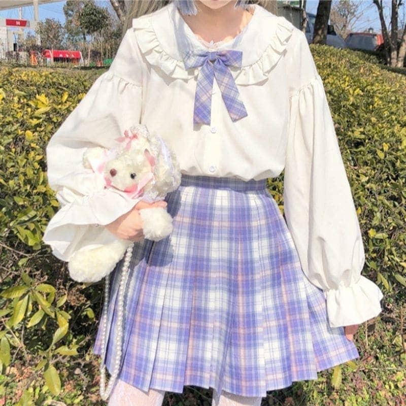 【1つ買うと1つ無料】ラッキーバッグ 今っぽシアーシャツTシャツコレクション今っぽシアーシャツレイヤードトップス長袖ブラウス 先取りブラウス 長袖のシャツの女子学生制服の白いシャツの子供の襟今っぽ今っ