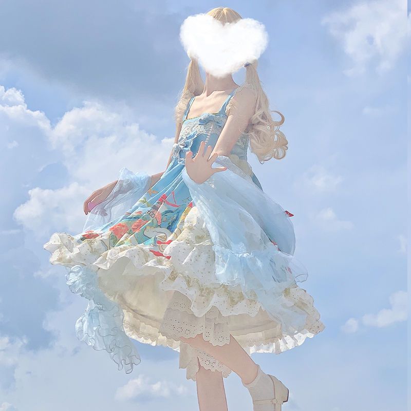 【急速出荷!】ロリータ二次元 オリジナルデザインロリータレトロ要素キャミソールワンピース