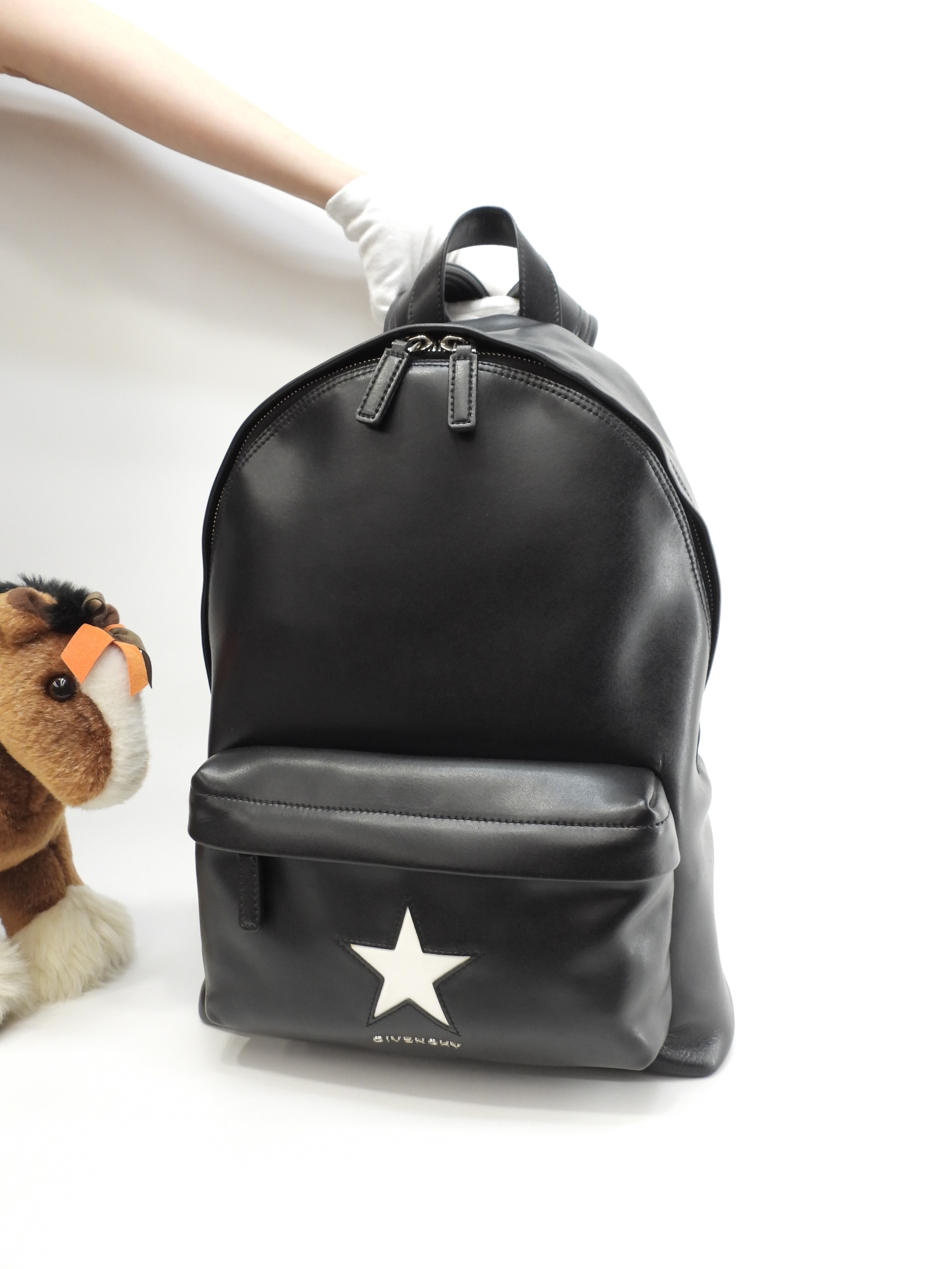 バックパック 白スター 黒 リュックサックバッグ 美品@EXF1105