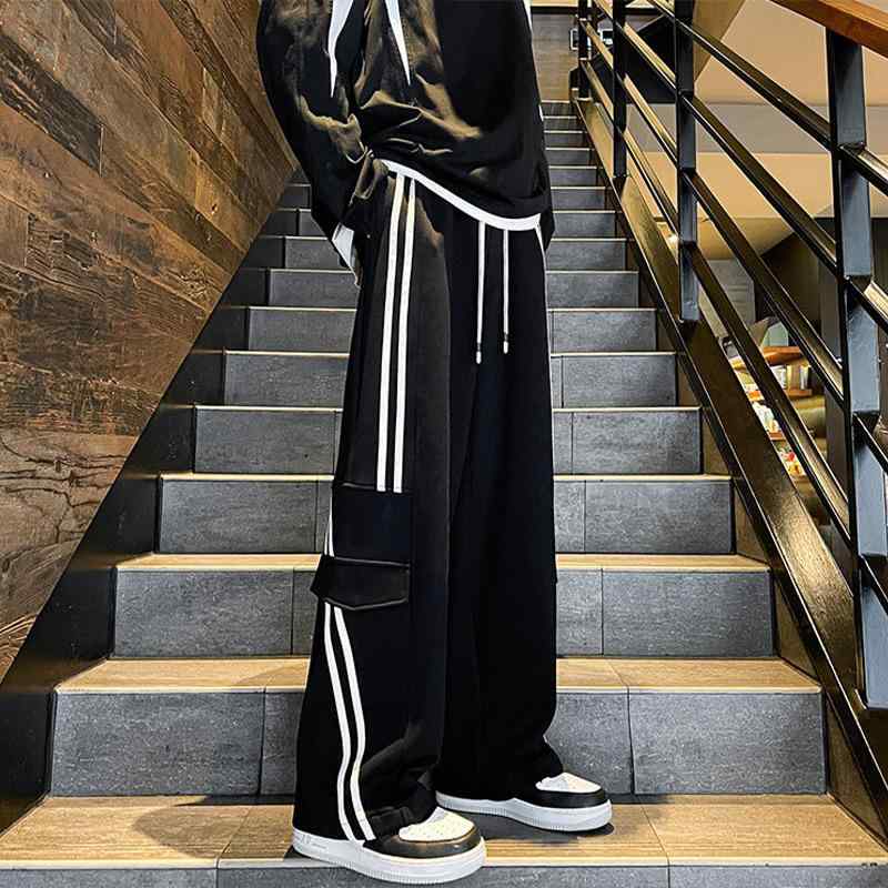 秋冬 コーデ メンズ 服 シンプル ファッション オシャレ 大人 かっこいい 大きいサイズ ストリート 紳士服 ストライプ カーゴ パンツ ヘビー スポーツ ワイド レッグ スウェット パンツ ストレ
