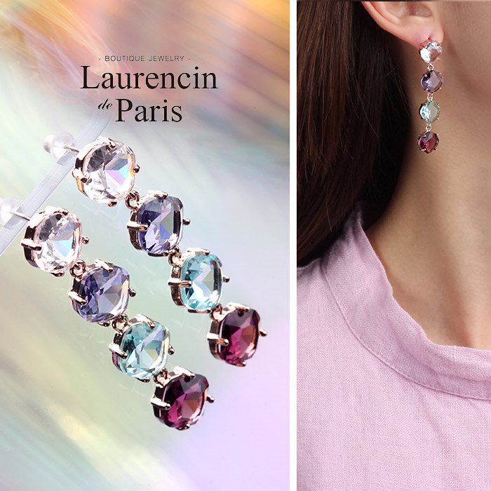 韓国/アクセサリー／ パーティー/ロックガラスピアス／ イヤリング/14KGP／ シルバーポスト