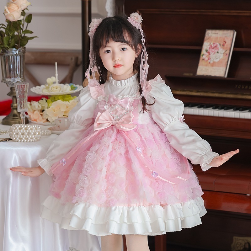 春新作 子供服女児泡袖プリンセスドレス デラックスロリータワンピース 発表会 七五三 卒園式 入学式