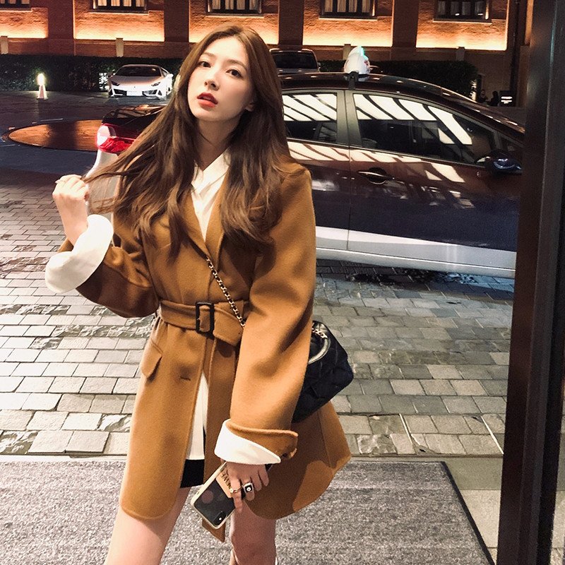 チェスターコート ミディアム丈 レディース ジャケット 通 ベルト付き アウター 秋物 ラシャコート