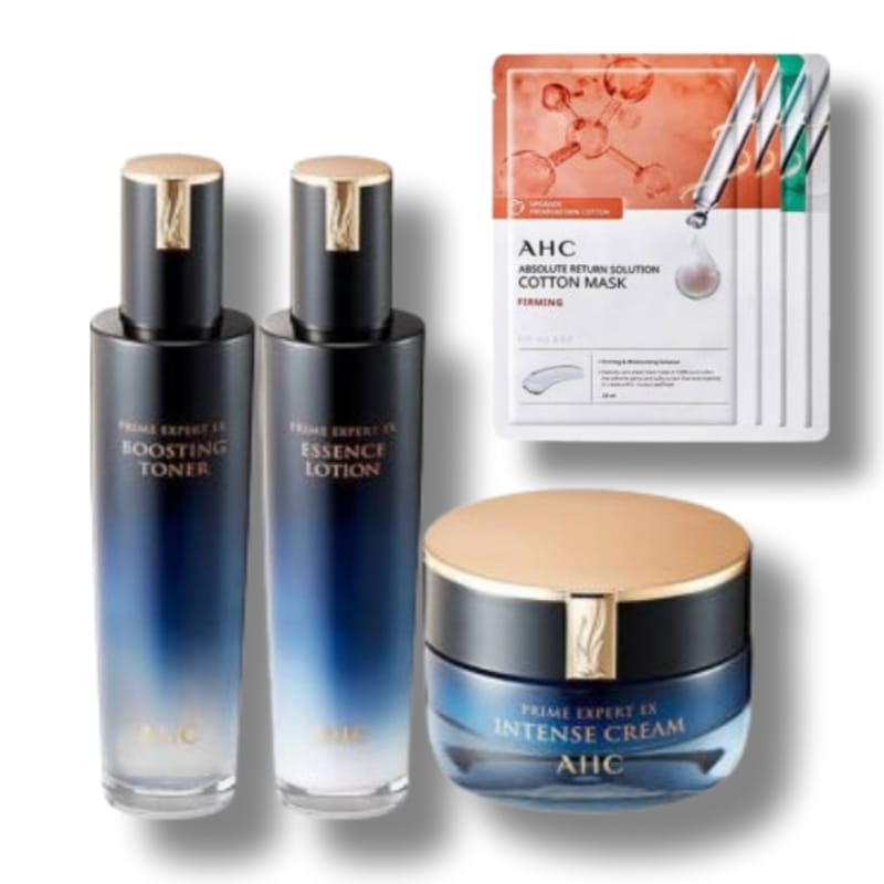 [基礎3点セット] プライム エキスパート EX ブースティング トナー 130ml+エッセンス ローション 130ml+インテンス クリーム 50ml+GIFTランダムマスク 4枚