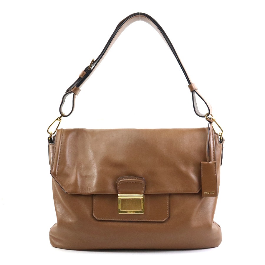 ミュウミュウ MIUMIU ショルダーバッグ レザー ブラウン レディース h30715k