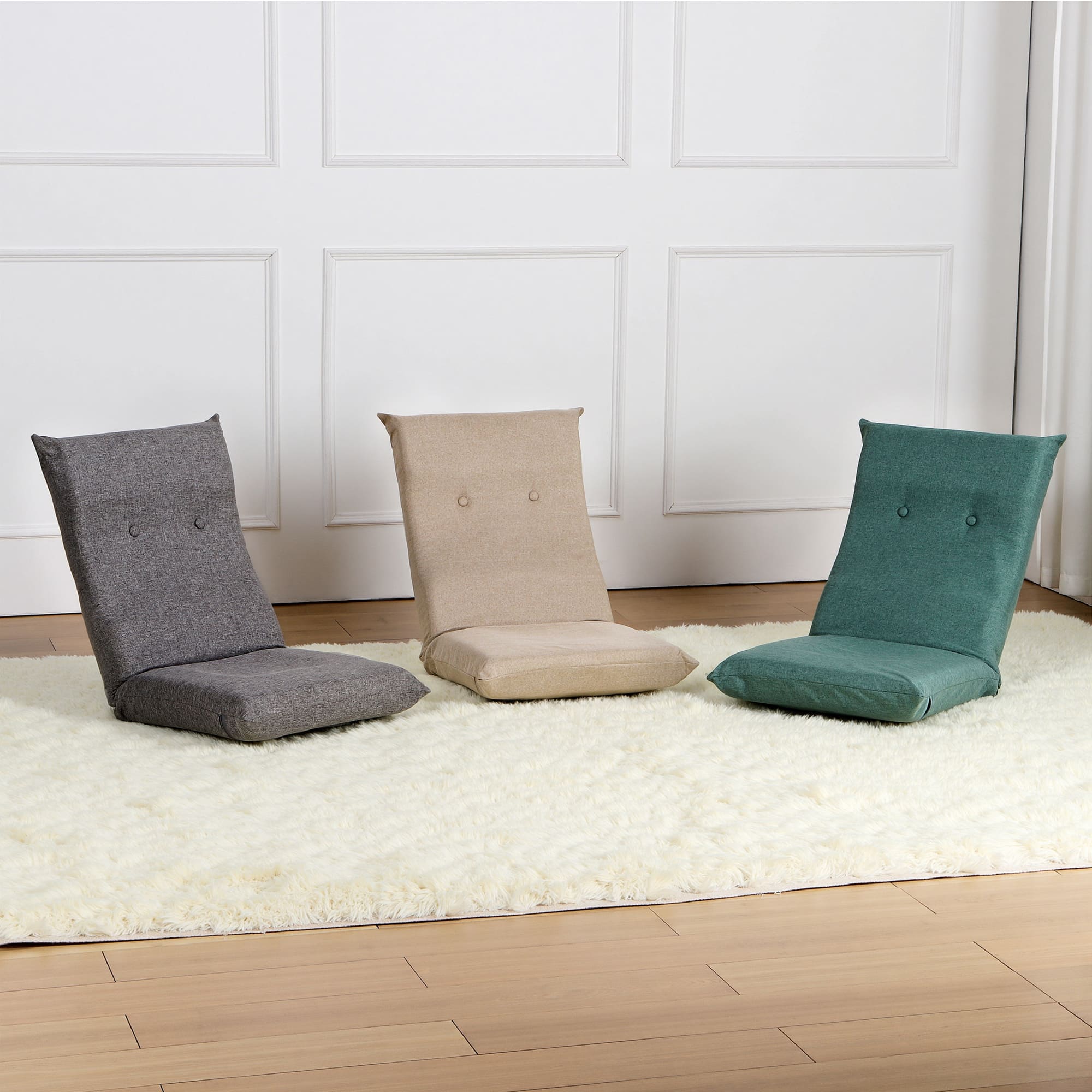 座椅子 14段階リクライニング 48cm × 46cm × 59cm ソファー 座敷用椅子 リクライニング座椅子 フロアチェア チェア クッション ソファベッド 一人掛け 低