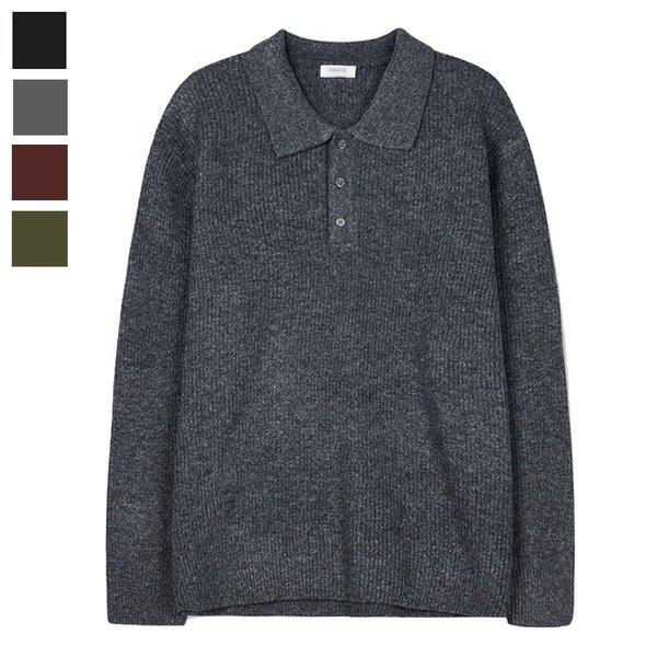 メンズ 季節の変わり目 ハーフボタン カラーネック 長袖 ニットTシャツ GN-KN-Q017-チャコール 6,643円