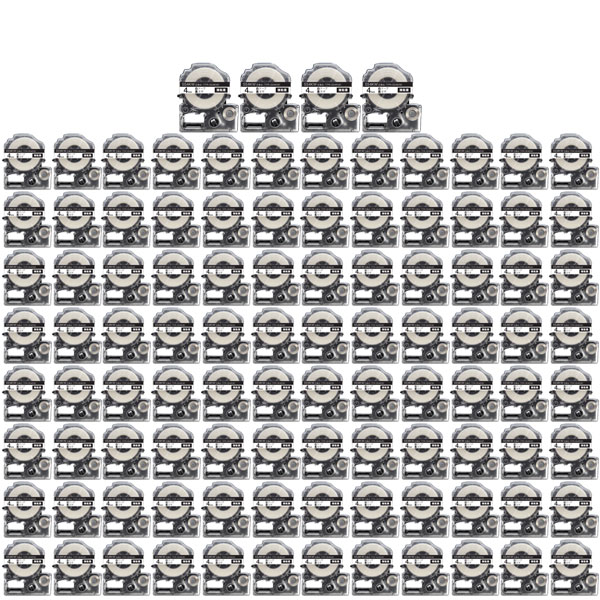 キングジム用 テプラ PRO 互換 テープカートリッジ SS4KW 白ラベル 強粘着 100個セット 4mm／白テープ／黒文字