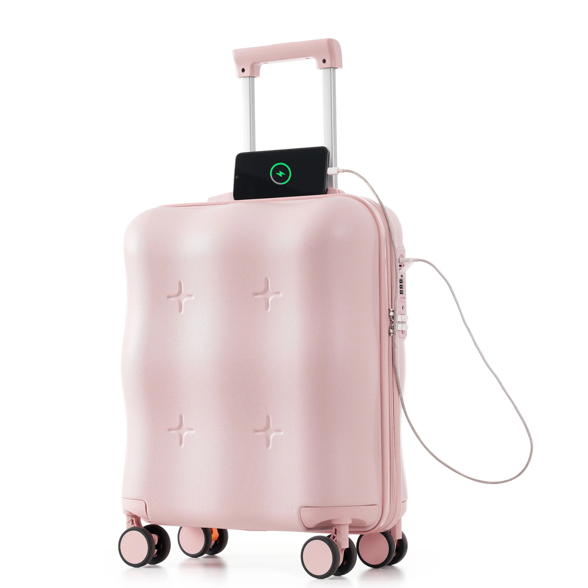 スーツケース キャリーバッグ キャリーケース Sサイズ 小型 超軽量 ファスナー式 TSAロック搭載 フック機能付き 360度回転 旅行 おしゃれ 人気色GG1027 Pink ABSG1