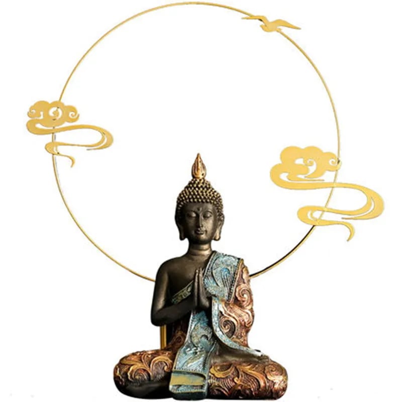 手作りの緑の樹脂製仏像,タイの彫刻,仏教,ヒンドゥー教の置物,瞑想,家の装飾,16cm, 20cm,新しい - 15