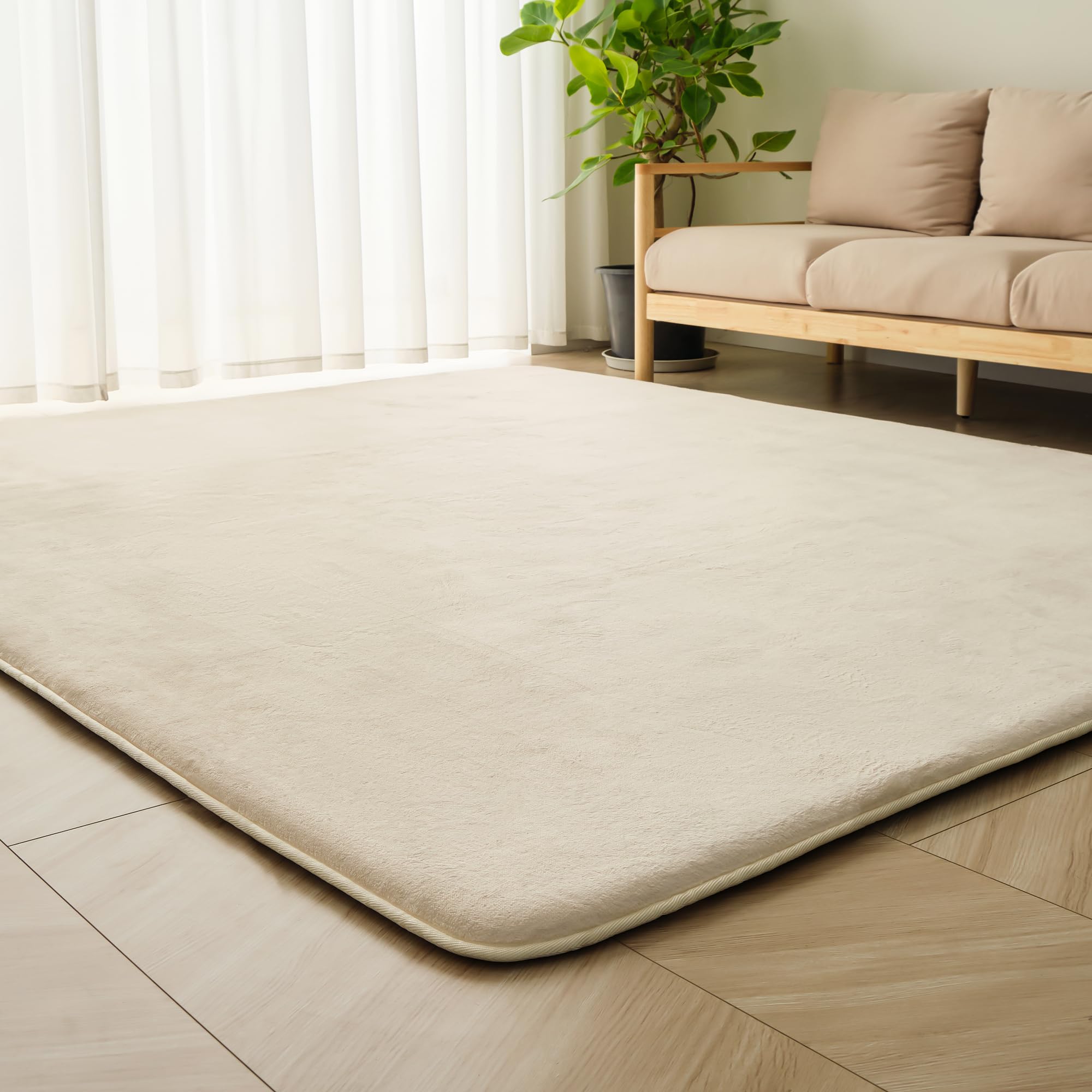 ＨＡＲＵＭＩＮ 極厚30mm カーペット ラグ 厚手 約1.5畳 ラグマット 絨毯 無地 防音 抗菌 防臭 防ダニ 低ホルム 北欧 おしゃれ 滑り止め付き 床暖房ホットカーペット対応 こたつ敷きマット