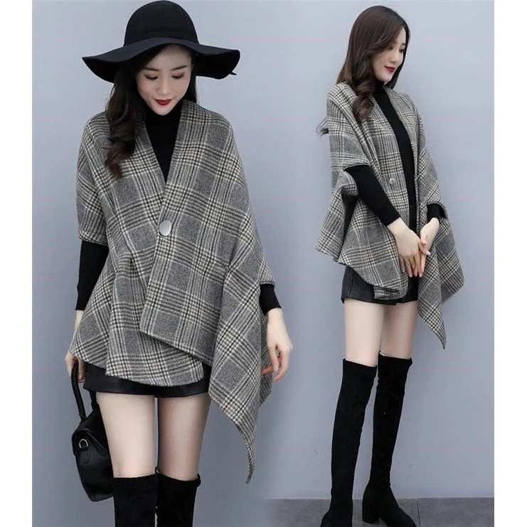 ケープコートレディースポンチョマントチェック柄大きいサイズアウターオーバーコート