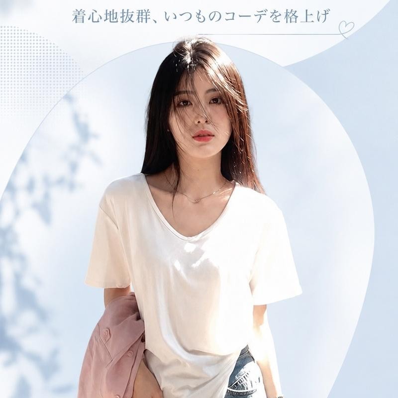 Vネック 半袖Tシャツ レディース ゆったり オーバーサイズ リラックス カジュアル 3色 大きいサイズ XLまで 夏 2026