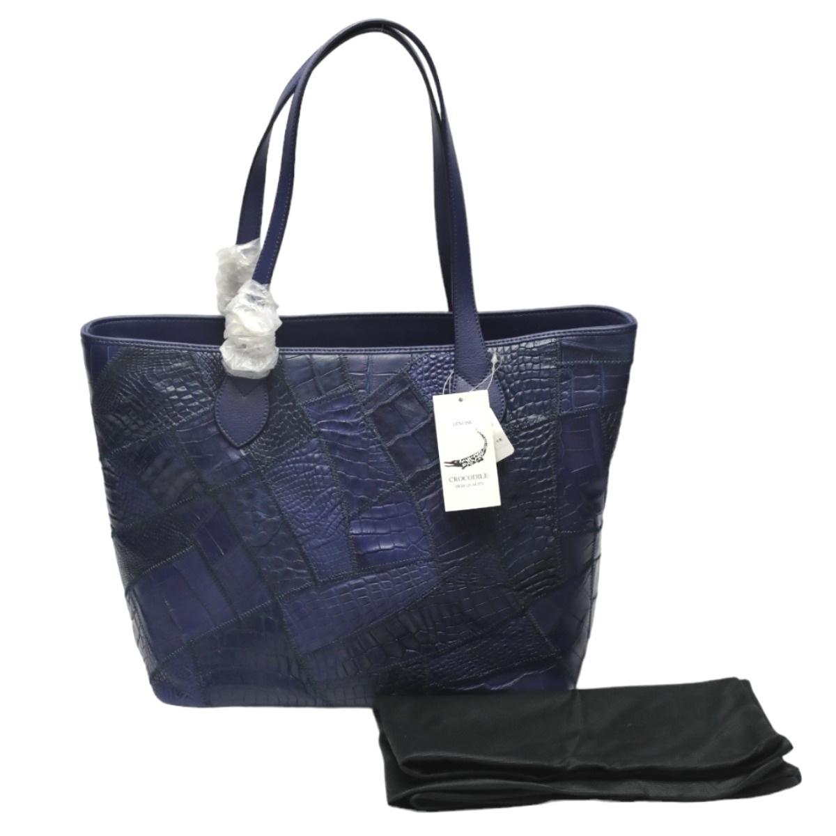 クロコダイルLB-7001 ファスナー トートバッグ パッチワーク アイリスブルー