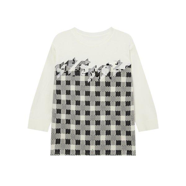 [24FW] [価格引き下げ]ブラック素材の配色コットン混紡7分袖Tシャツ DLTS4D803BK