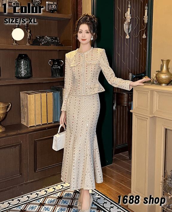 限定セール！2025　上下セット セットアップ トップス+スカート　2点セット シャツ　ハイウエストスカート　花柄　ジャケット　長袖シャツ　タイトスカート　ひざ丈スカート パーティー お嬢様 OL