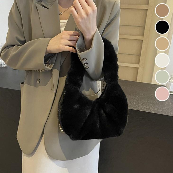 【期間限定】2WAY チェーン ショルダー ハンドバッグ エコファー ふわふわ デート 2024秋冬新作【akb409-030】【予約販売：15-20日】宅込