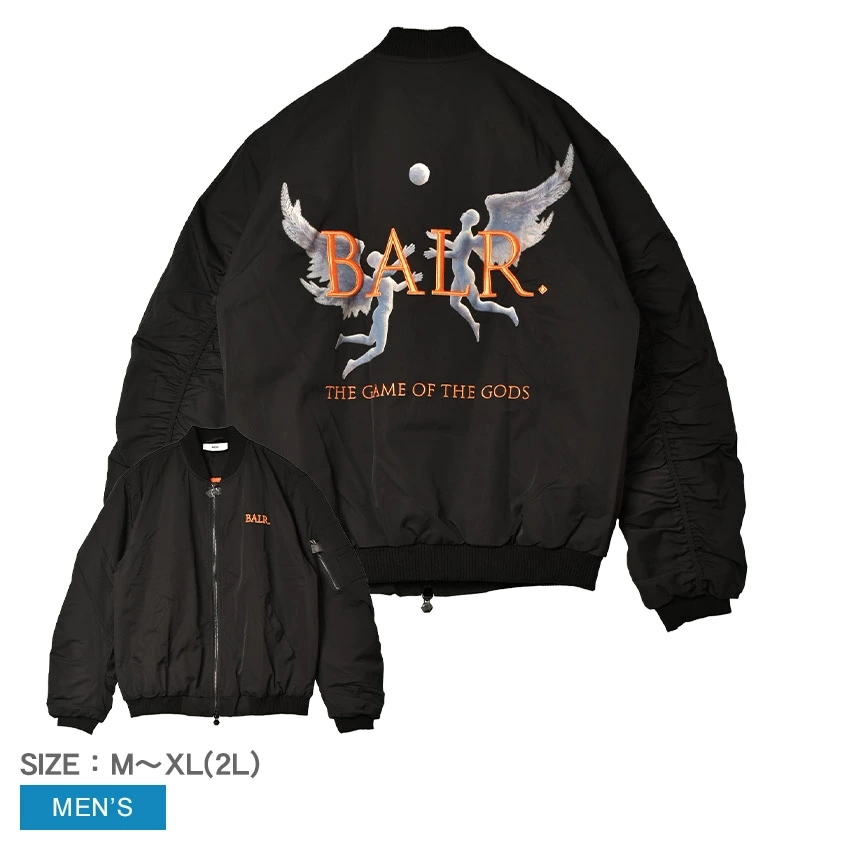 ボンバージャケット メンズ GAME OF THE GODS BOX FIT ブラック 黒 B1381.1017 上着 トップス アウター ジップアップ 長袖 バックプリント フルジップ グラフィック