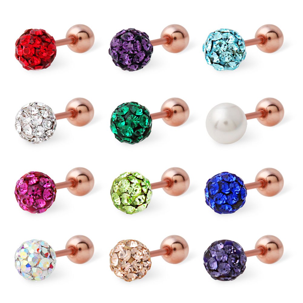ミニアート14K GOLD-PIN誕生石カラーミラーボールピアス12種タック1（片売）