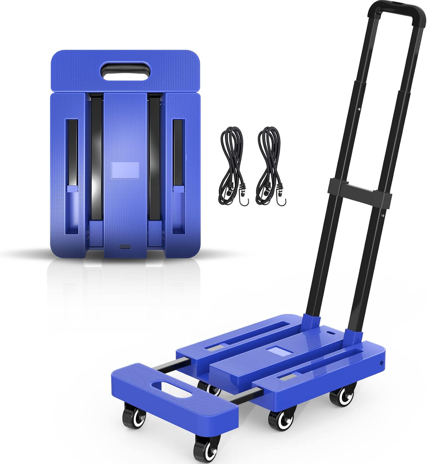 SPACEKEEPER キャリーカート 折りたたみ台車 耐荷重200KG 軽量 静音 小型 コンパクト 手押し台車 伸縮荷台 固定ロープ付き 運びに便利 延長 ルー31.5cmx43.8~57.5cm