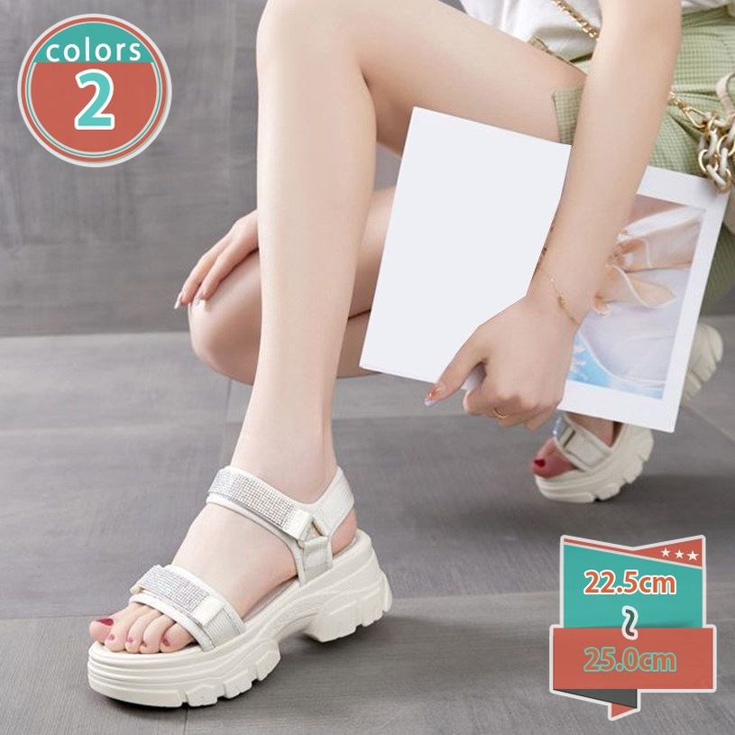 レディース サンダル 厚底 スポーツサンダル ウェッジソール マジックテープ レディースシューズ 軽量 スリッポン アウトドア おしゃれ 歩きやすい メッシュ ニット 軽量 夏 歩きやすい 通気性 シ