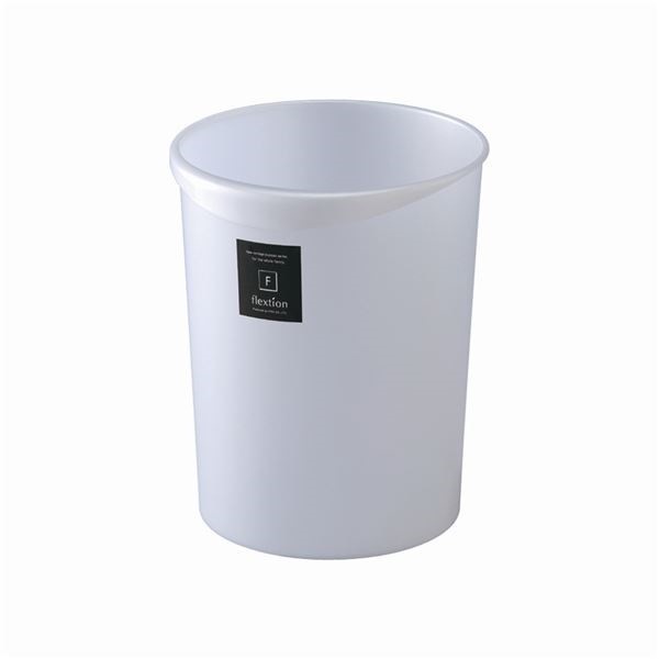 40セット スタイリッシュ ダストボックス/ゴミ箱 丸型 8L MW メタリックホワイト 材質：PP Nフレクション
