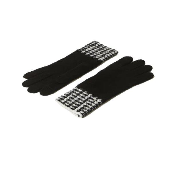 ブラック ハウンドトゥースチェック カシミア 女性用手袋 DCGV5F600_s